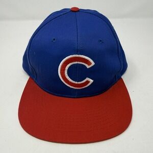 Vintage Chicago Cubs Hat Cap Snapback Mens Blue Red MLB Baseball Logo 7 90s